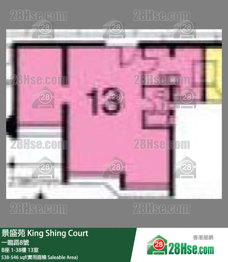 景盛苑 B座 31樓 13室 平面圖