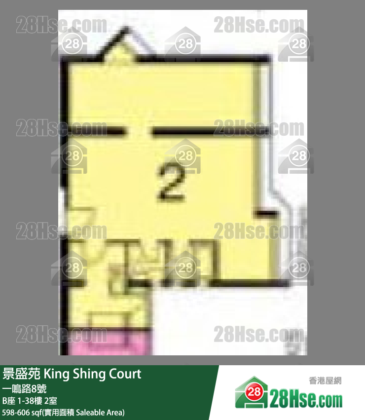 景盛苑 B座25樓 2室 平面圖