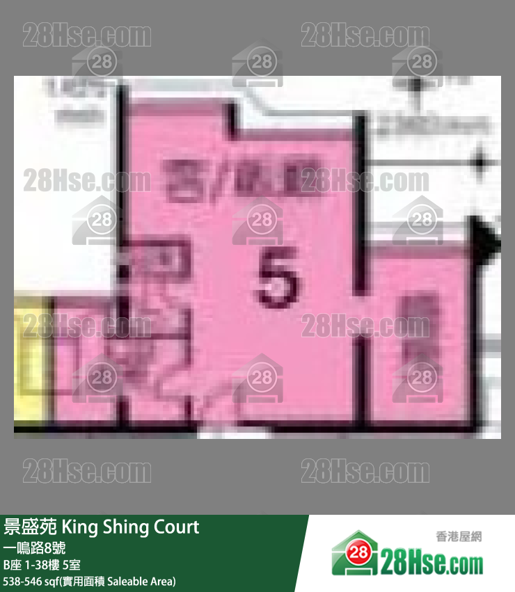 景盛苑 B座38樓 5室 平面圖