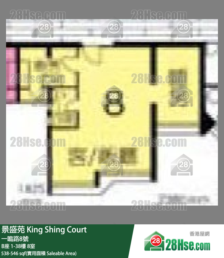 景盛苑 B座37樓 8室 平面圖