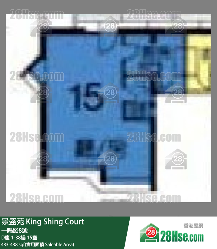 景盛苑 D座36樓 15室 平面圖