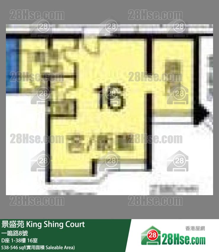 景盛苑 D座38樓 16室 平面圖