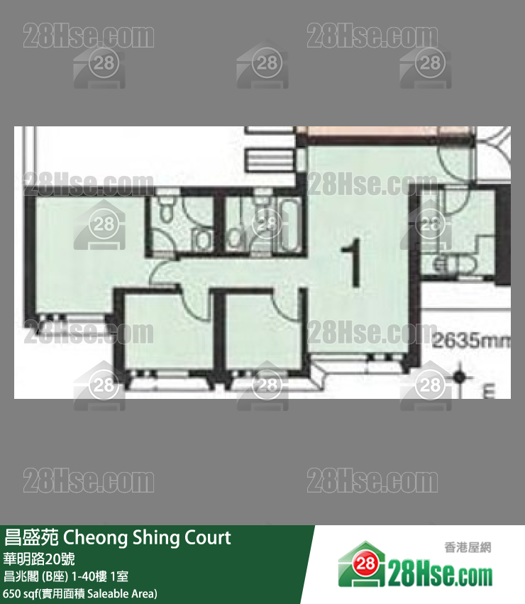 昌盛苑 昌兆閣 (B座)21樓 1室 平面圖