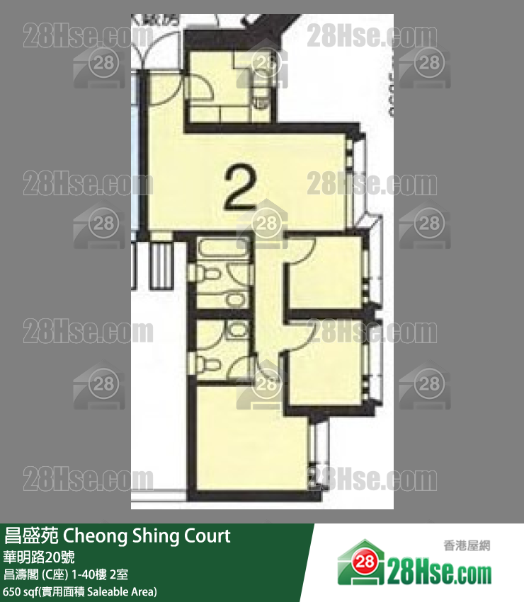 昌盛苑 昌濤閣 (C座)25樓 2室 平面圖