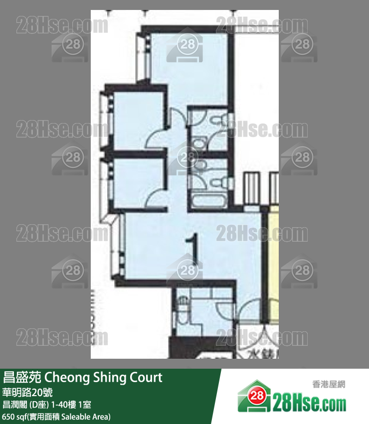 昌盛苑 昌润阁 (D座)31楼 1室 平面图