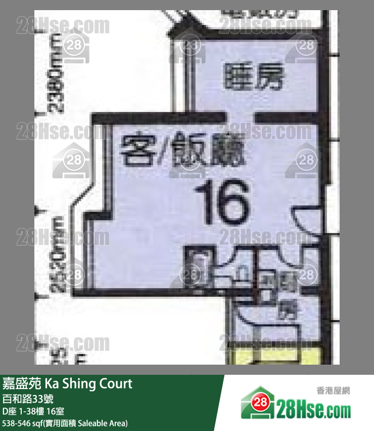 嘉盛苑 D座1樓 16室 平面圖