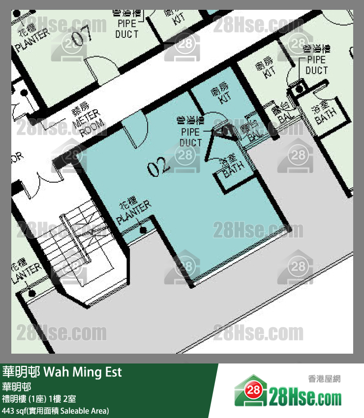 華明邨 禮明樓 (1座)1樓 2室 平面圖