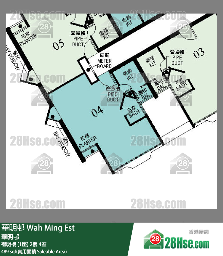 華明邨 禮明樓 (1座)2樓 4室 平面圖