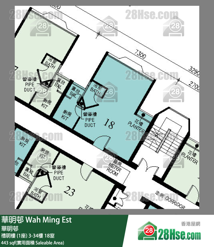 華明邨 禮明樓 (1座)17樓 18室 平面圖