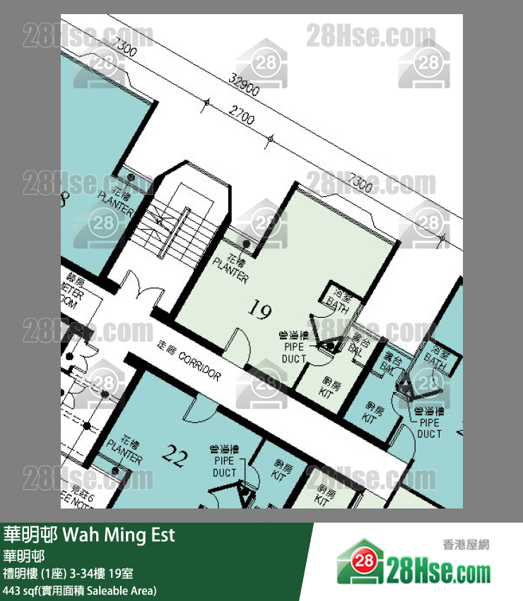華明邨 禮明樓 (1座)17樓 19室 平面圖