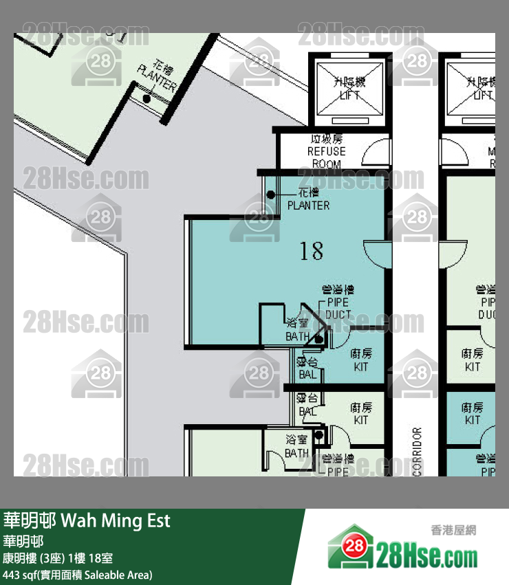 华明邨 康明楼 (3座)1楼 18室 平面图