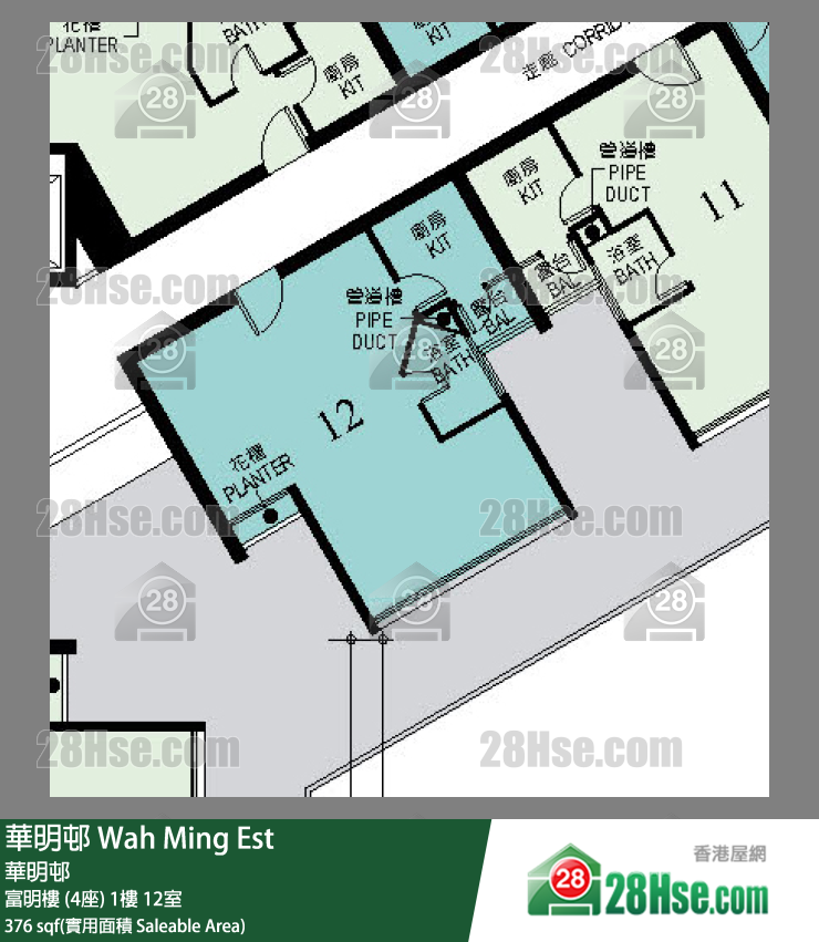 華明邨 富明樓 (4座)1樓 12室 平面圖