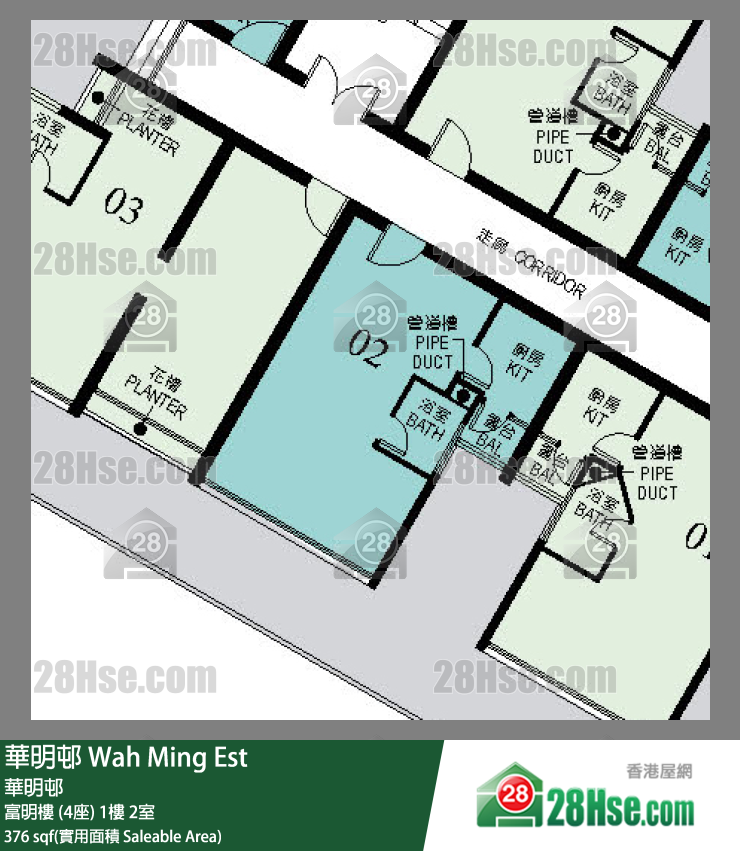 華明邨 富明樓 (4座)1樓 2室 平面圖