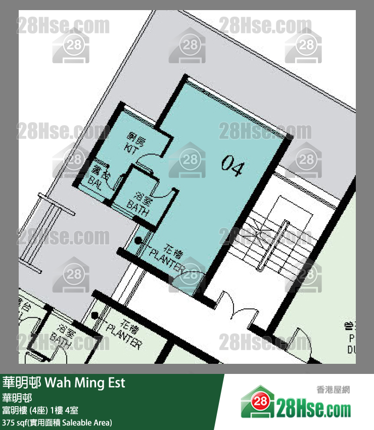 華明邨 富明樓 (4座)1樓 4室 平面圖