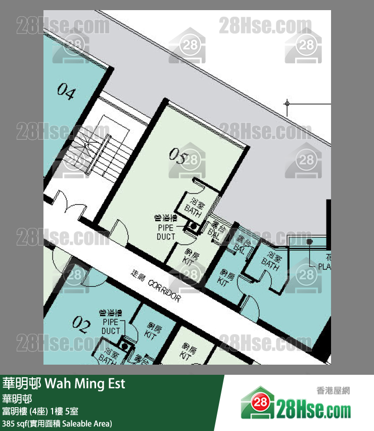 華明邨 富明樓 (4座)1樓 5室 平面圖