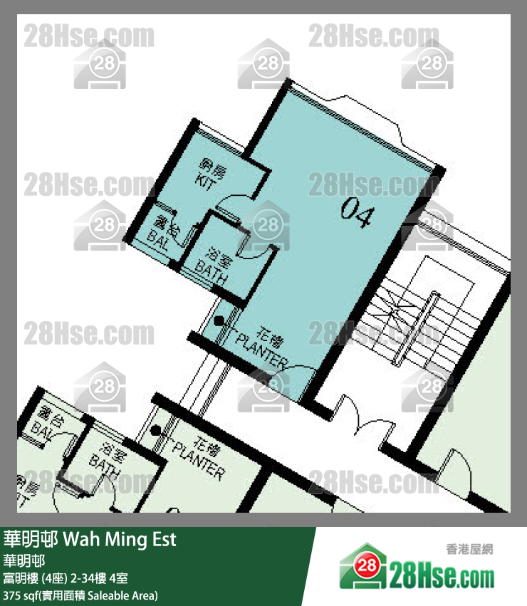 華明邨 富明樓 (4座)9樓 4室 平面圖