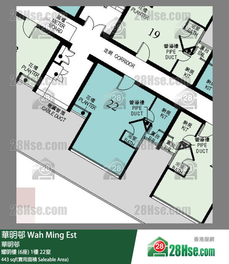 華明邨 耀明樓 (6座)1樓 22室 平面圖