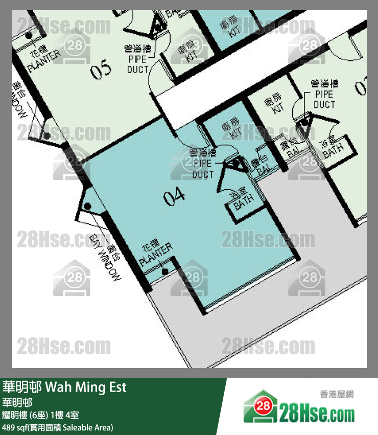 華明邨 耀明樓 (6座)1樓 4室 平面圖