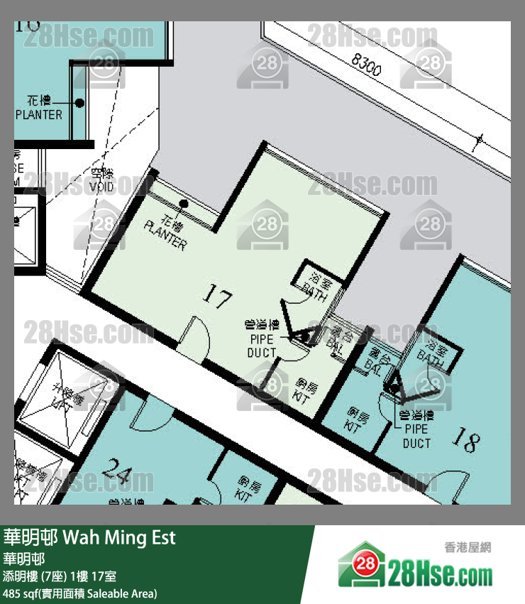 華明邨 添明樓 (7座)1樓 17室 平面圖