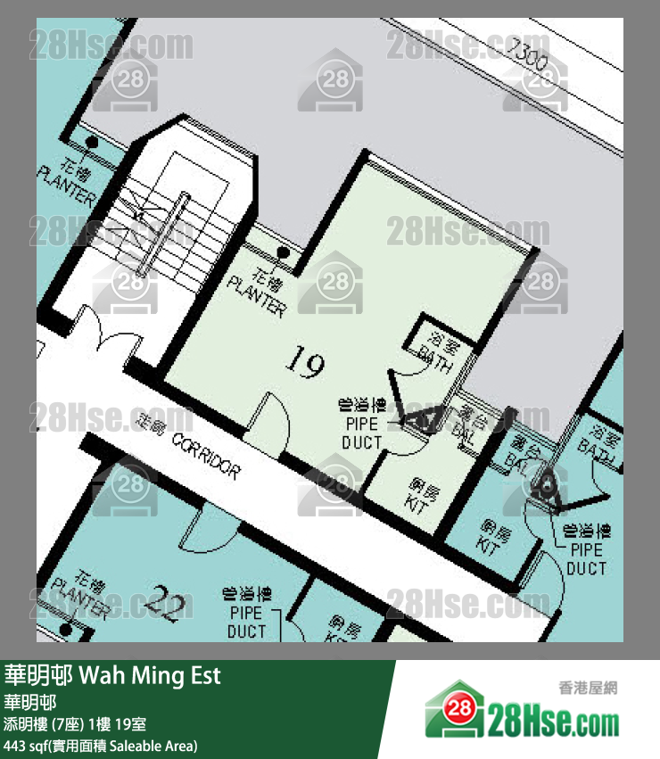 華明邨 添明樓 (7座)1樓 19室 平面圖