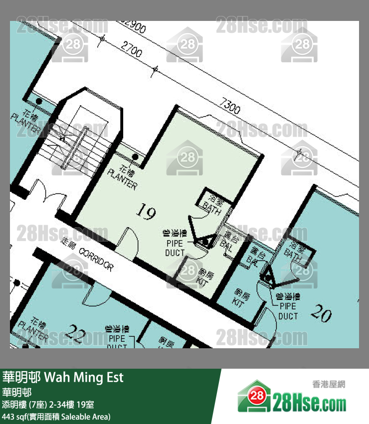 華明邨 添明樓 (7座)17樓 19室 平面圖