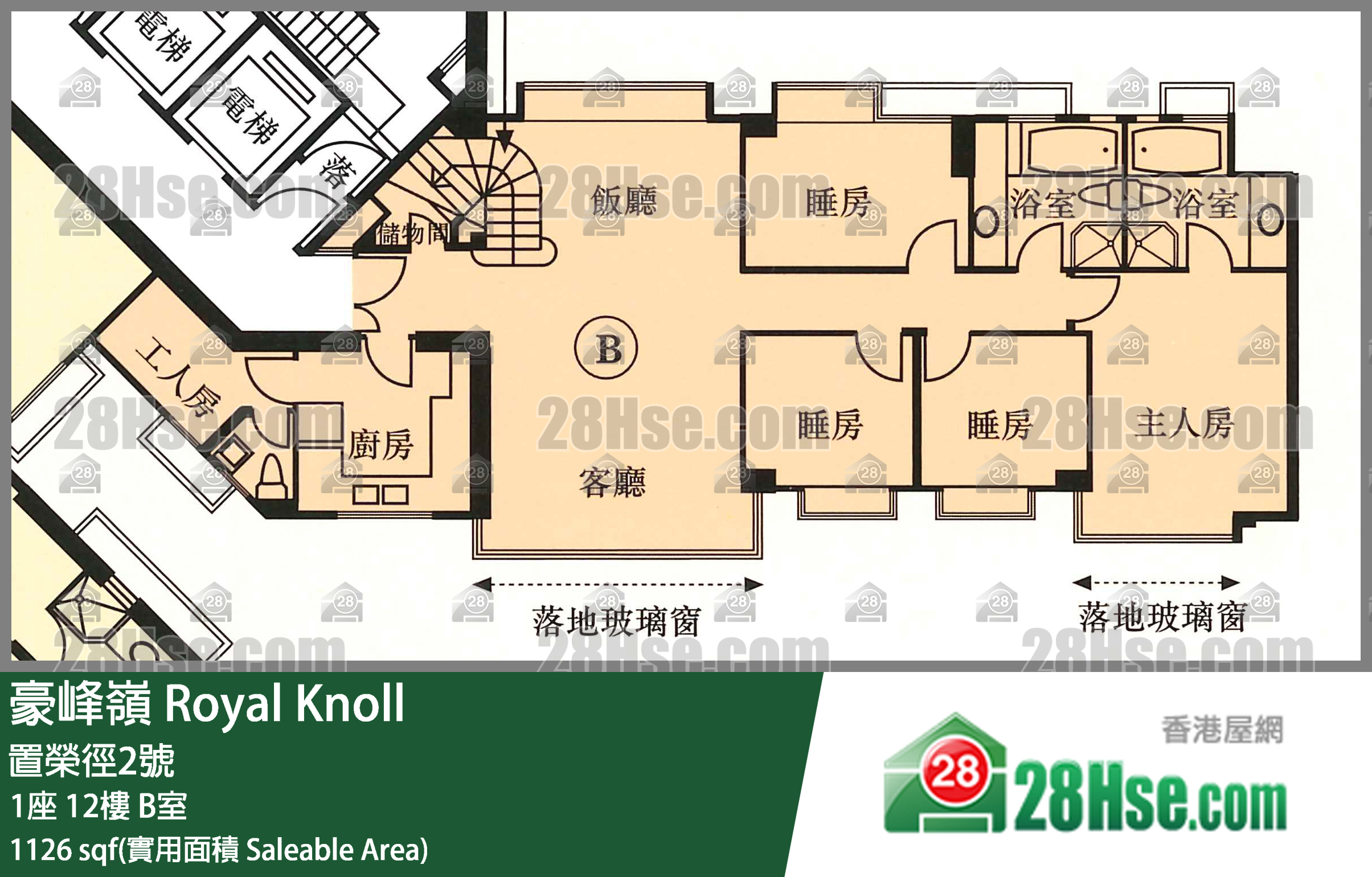 豪峰岭 1座12楼 B室 平面图