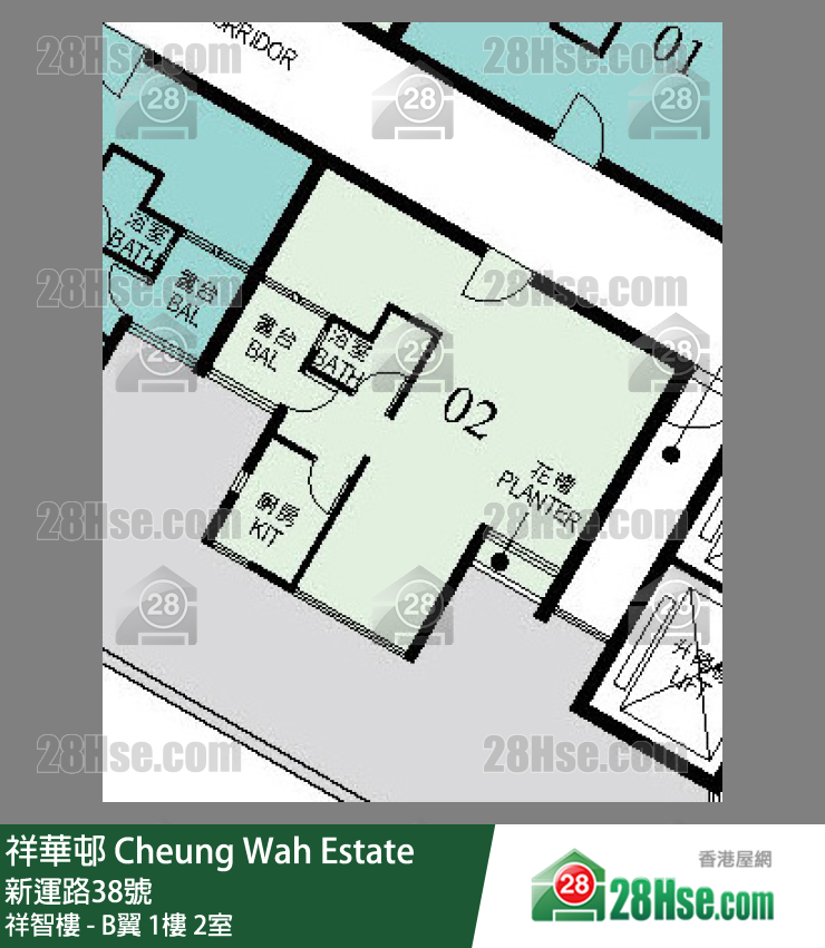 祥華邨 祥智樓 - B翼1樓 2室 平面圖