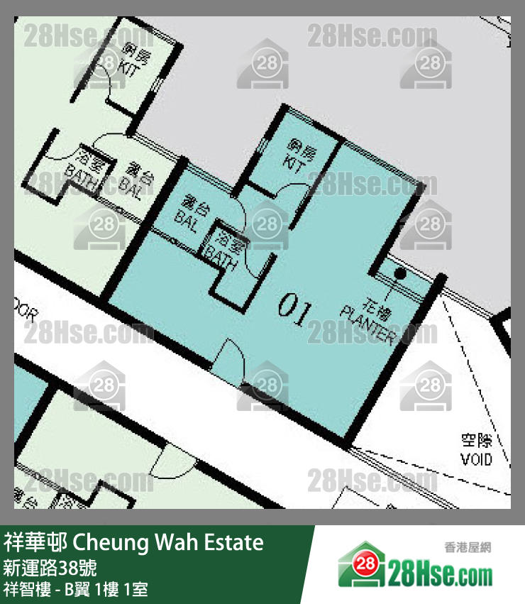 祥華邨 祥智樓 - B翼1樓 1室 平面圖