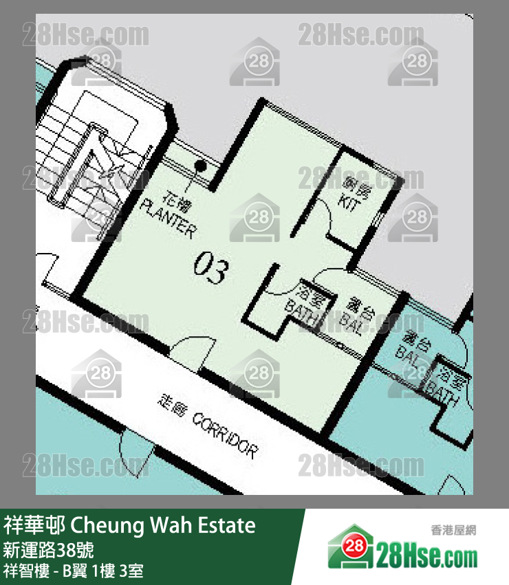 祥華邨 祥智樓 - B翼 1樓 3室 平面圖