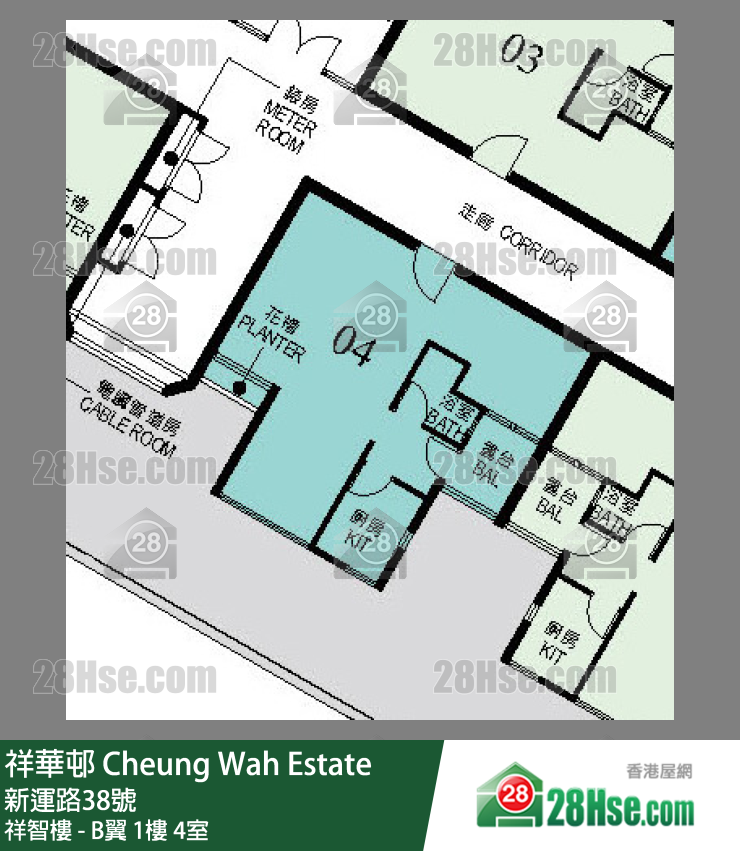 祥華邨 祥智樓 - B翼1樓 4室 平面圖