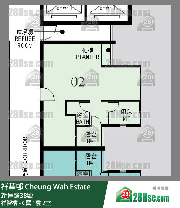 祥华邨 祥智楼 - C翼1楼 2室 平面图