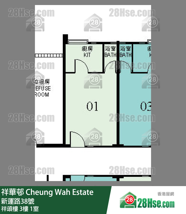 祥華邨 祥頌樓3樓 1室 平面圖