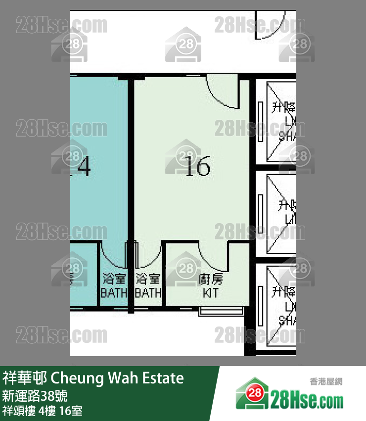祥華邨 祥頌樓4樓 16室 平面圖