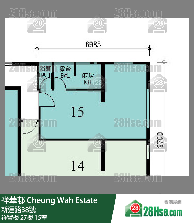 祥華邨 祥豐樓27樓 15室 平面圖