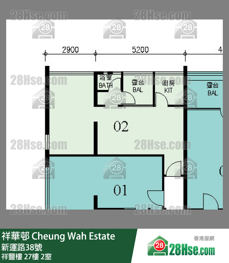 祥華邨 祥豐樓27樓 2室 平面圖