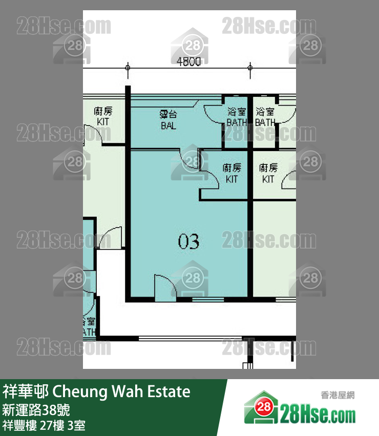 祥華邨 祥豐樓27樓 3室 平面圖