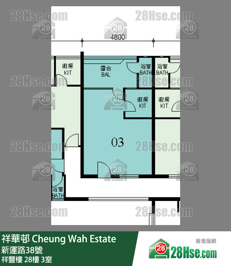 祥華邨 祥豐樓28樓 3室 平面圖