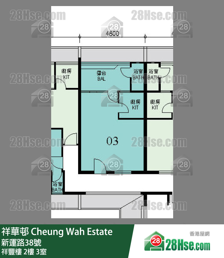 祥华邨 祥丰楼2楼 3室 平面图