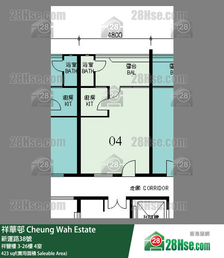 祥華邨 祥豐樓5樓 4室 平面圖