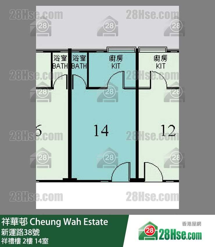 祥華邨 祥禮樓2樓 14室 平面圖