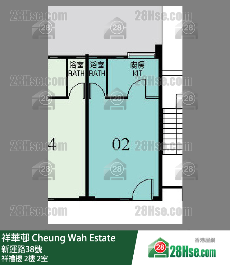 祥華邨 祥禮樓2樓 2室 平面圖
