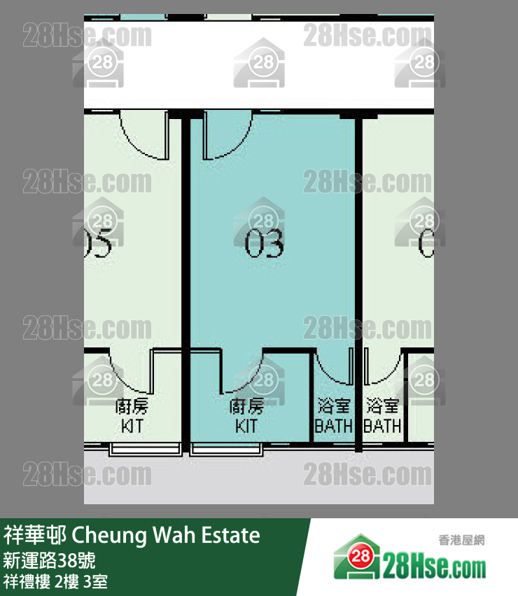 祥華邨 祥禮樓2樓 3室 平面圖