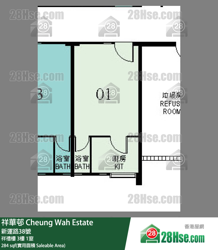 祥华邨 祥礼楼 3楼 1室 平面图