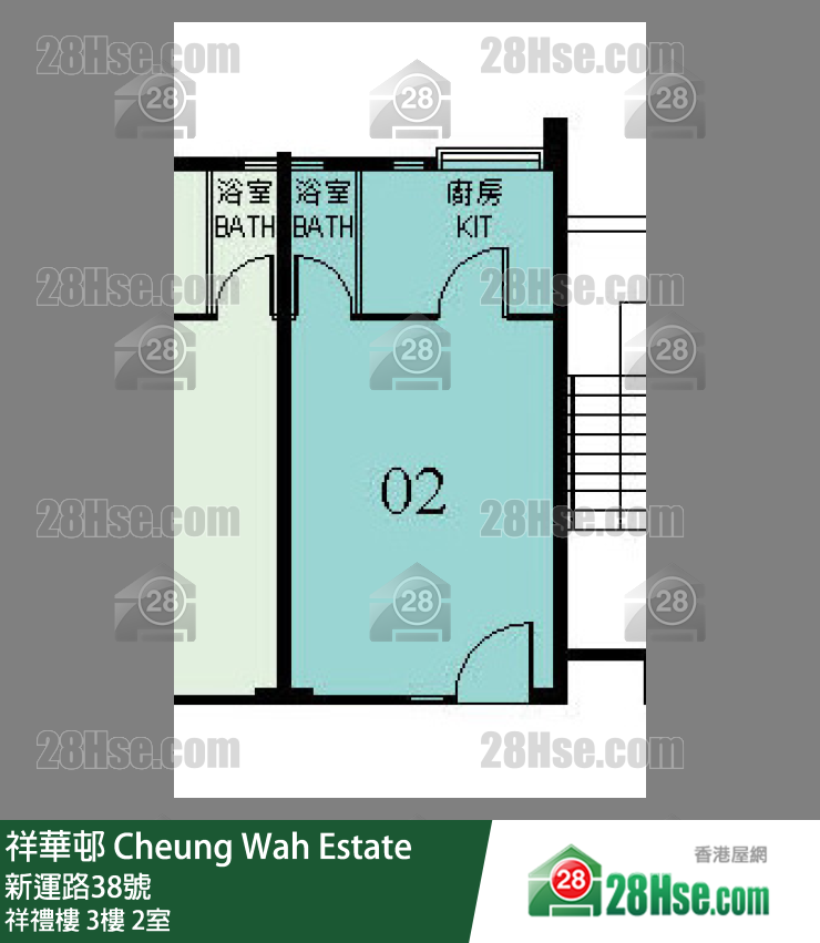 祥華邨 祥禮樓3樓 2室 平面圖