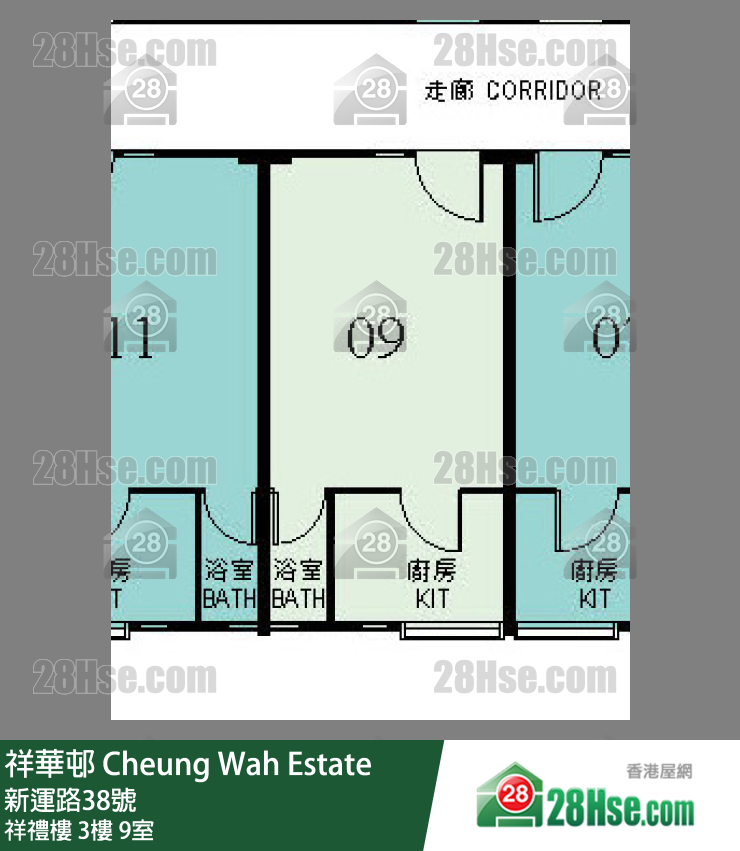 祥华邨 祥礼楼3楼 9室 平面图