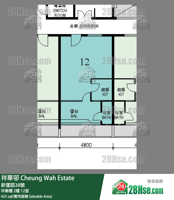祥華邨 祥樂樓 2樓 12室 平面圖