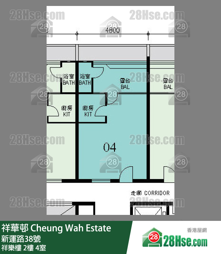 祥華邨 祥樂樓2樓 4室 平面圖
