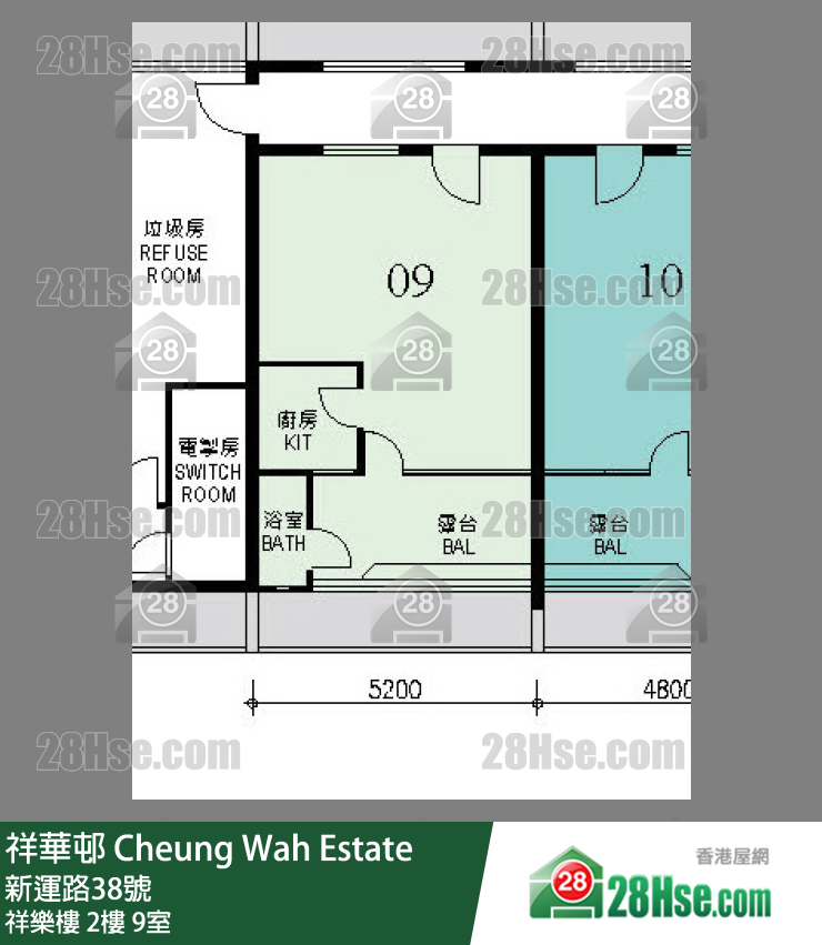 祥華邨 祥樂樓2樓 9室 平面圖
