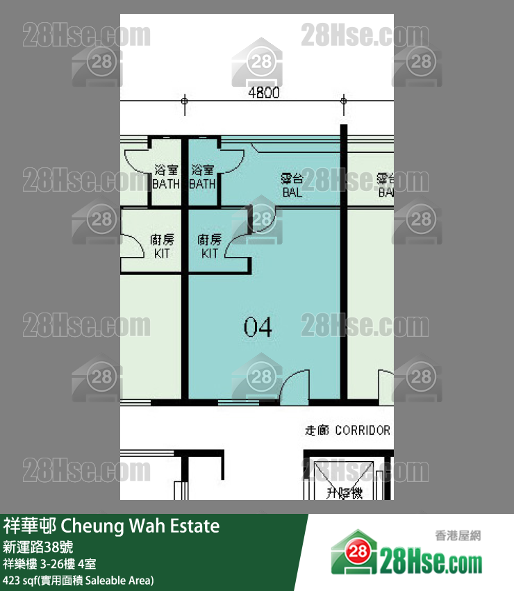 祥華邨 祥樂樓23樓 4室 平面圖