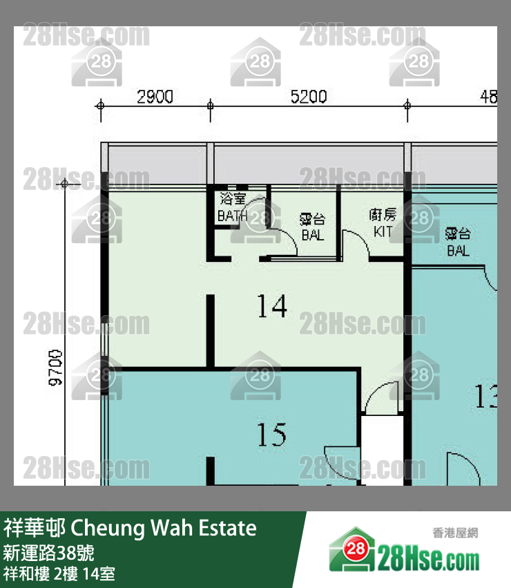 祥华邨 祥和楼2楼 14室 平面图